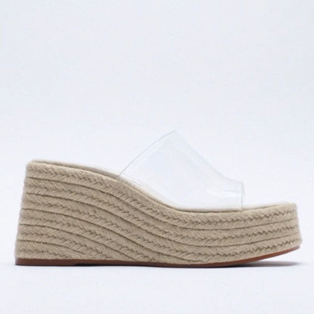 ZARA VINYL JUTE WEDGES / 10